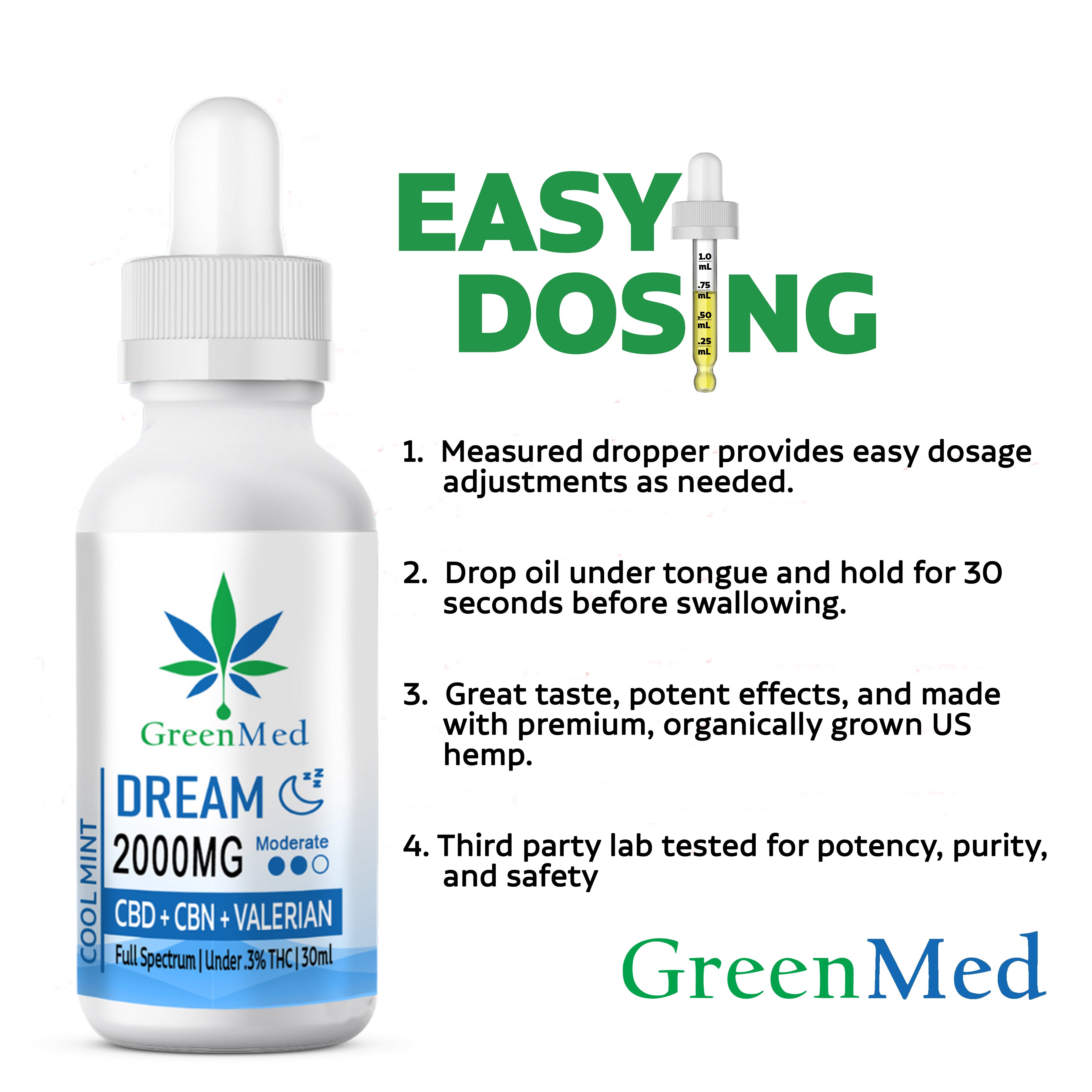 GreenMed DREAM CBD + CBN + Valerian Tincture | GreenMed Health